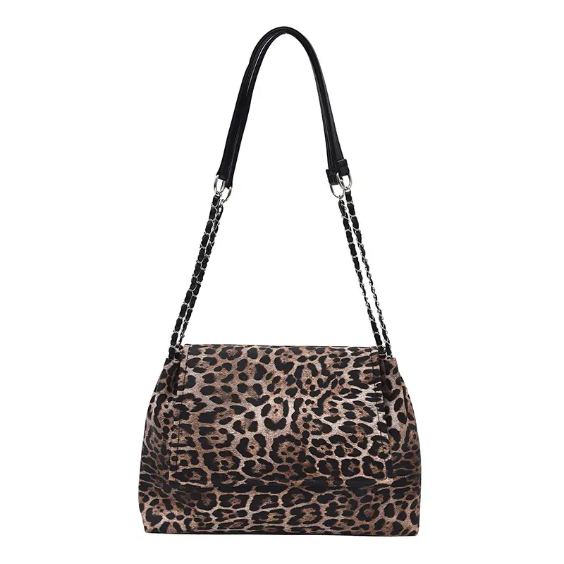 Winter Leopard Print Large Capacity Chain Shoulder Bag - Image 8