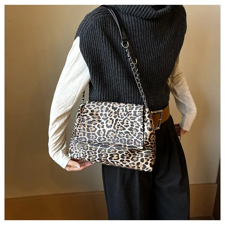 Winter Leopard Print Large Capacity Chain Shoulder Bag — feature 19