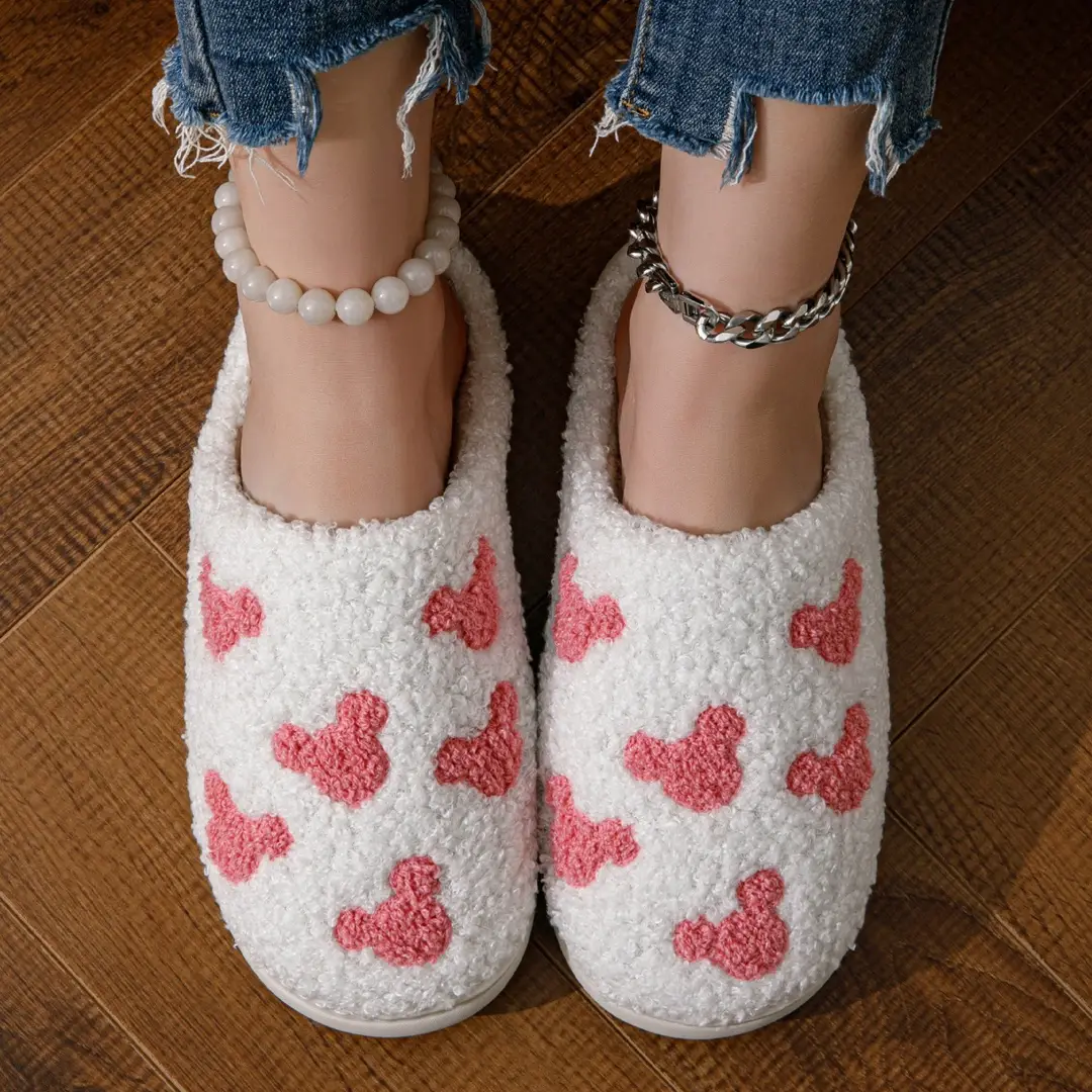 Directly from the Manufacturer, In-Stock Cross-Border Autumn and Winter Bear Head Home Cotton Slippers, Unisex Outdoor Plush Slippers, Small Batch Customization