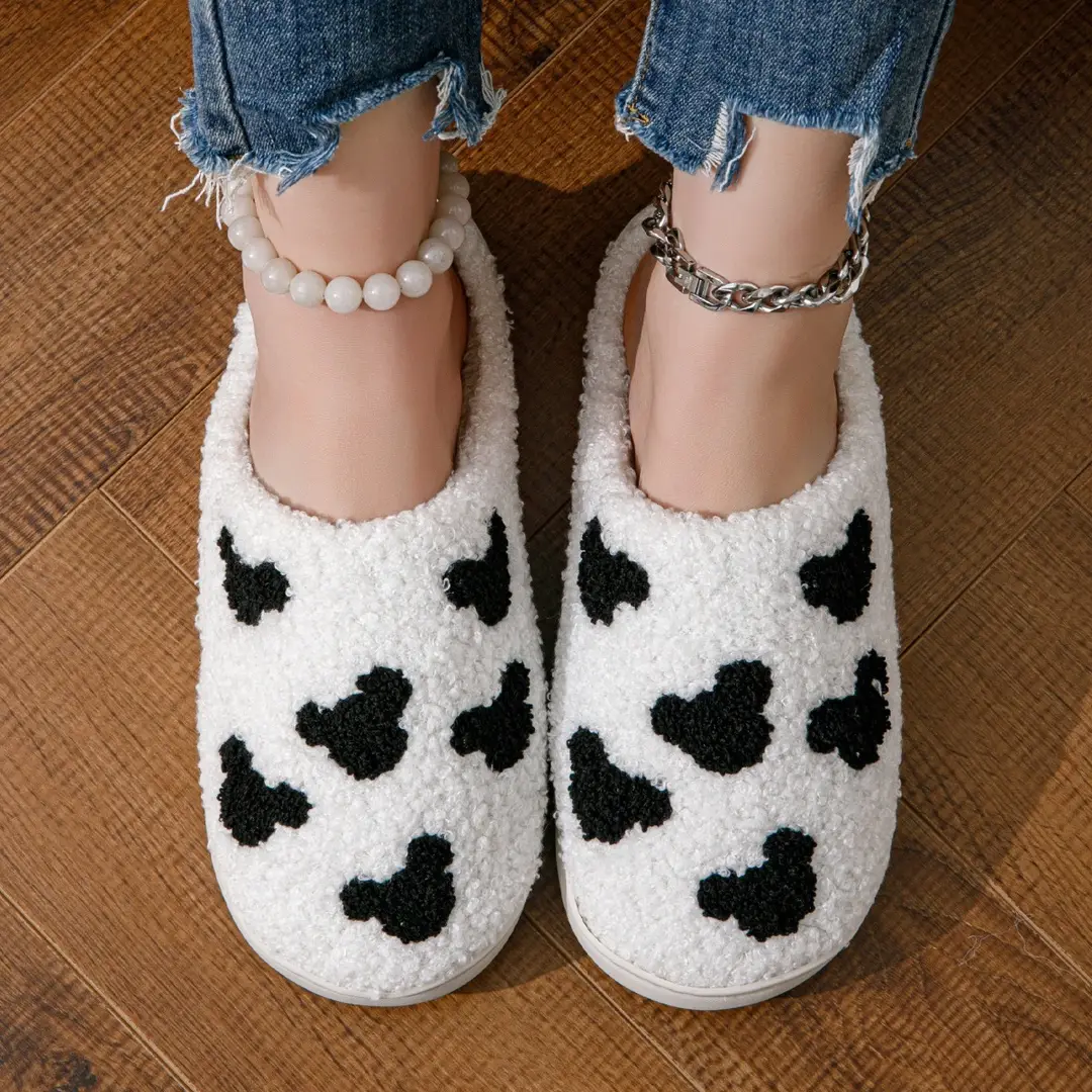 Directly from the Manufacturer, In-Stock Cross-Border Autumn and Winter Bear Head Home Cotton Slippers, Unisex Outdoor Plush Slippers, Small Batch Customization