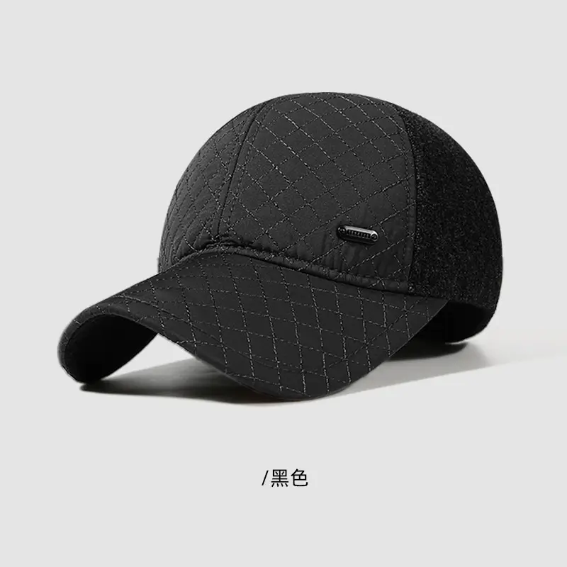 Men's Fleece Cap with Ear Protection Black