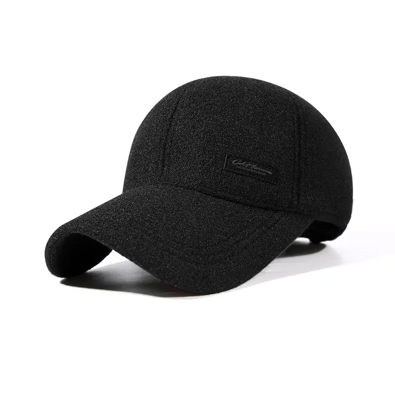 Men's Fleece Cap with Ear Protection Black