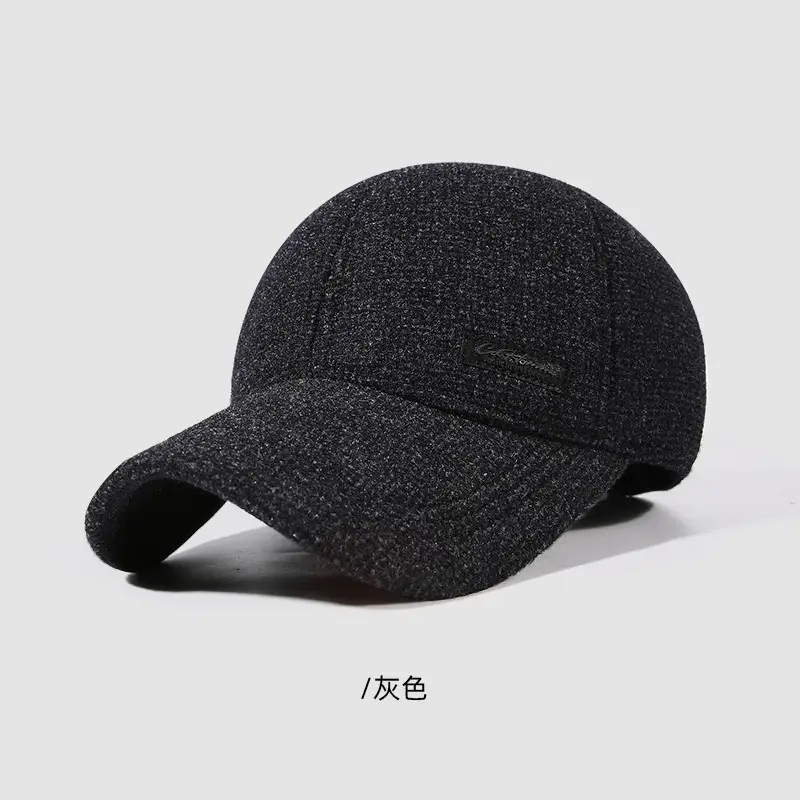Men's Fleece Cap with Ear Protection Black