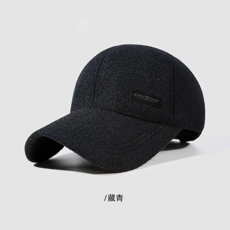 Men's Fleece Cap with Ear Protection Black