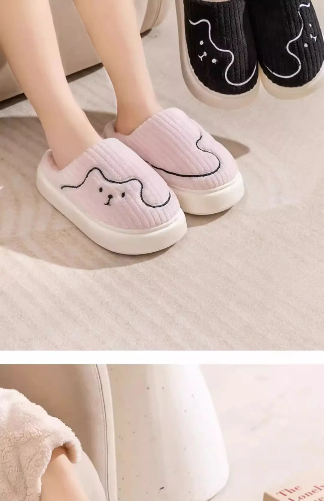 Cotton Slippers Women's Autumn and Winter New Indoor Home Non-slip Thick Bottom Cute Plush Warm Couple's Household Cotton Slippers for Men — feature 21