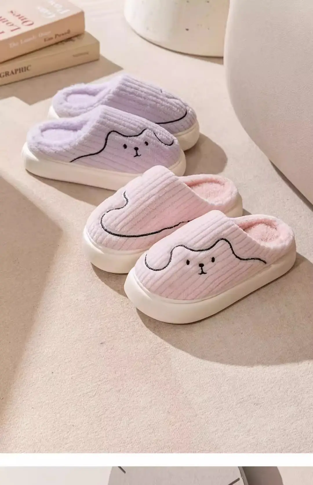 Cotton Slippers Women's Autumn and Winter New Indoor Home Non-slip Thick Bottom Cute Plush Warm Couple's Household Cotton Slippers for Men — feature 25