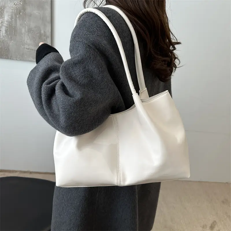 Silver Japanese Korean Niche Fashion Tote Bag Large Capacity Daily Commute Shoulder Bag - Image 7