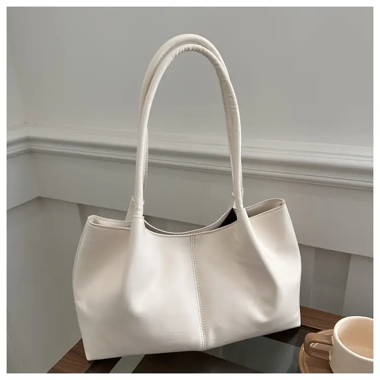 Silver Japanese Korean Niche Fashion Tote Bag Large Capacity Daily Commute Shoulder Bag — feature 8