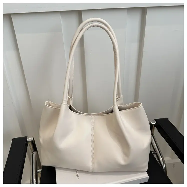Silver Japanese Korean Niche Fashion Tote Bag Large Capacity Daily Commute Shoulder Bag — feature 9