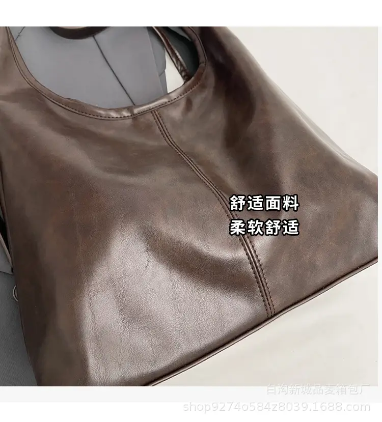 Women's Large Capacity Brown Leather Crossbody Bag — feature 5