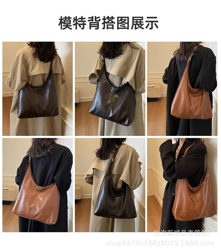 Women's Large Capacity Brown Leather Crossbody Bag — feature 7