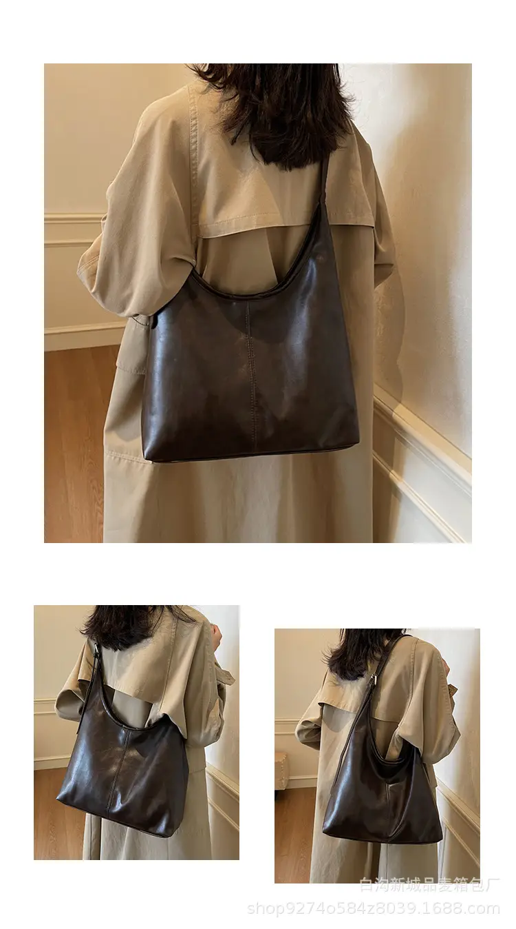 Women's Large Capacity Brown Leather Crossbody Bag — feature 8