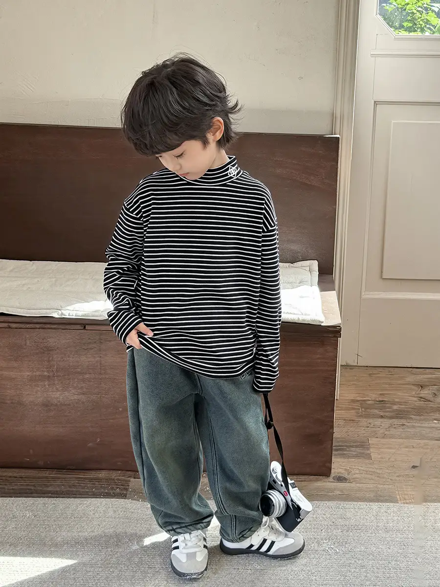 2025 Boys Striped Thermal Long Sleeve T-Shirt - Image 5