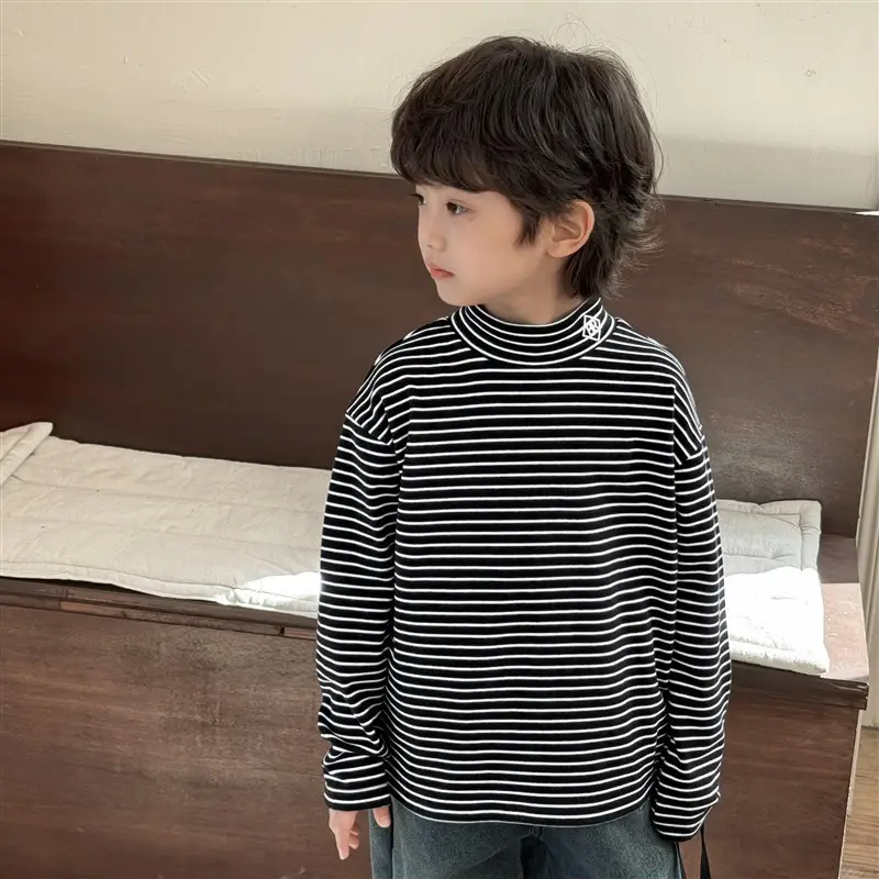 2025 Boys Striped Thermal Long Sleeve T-Shirt - Image 2