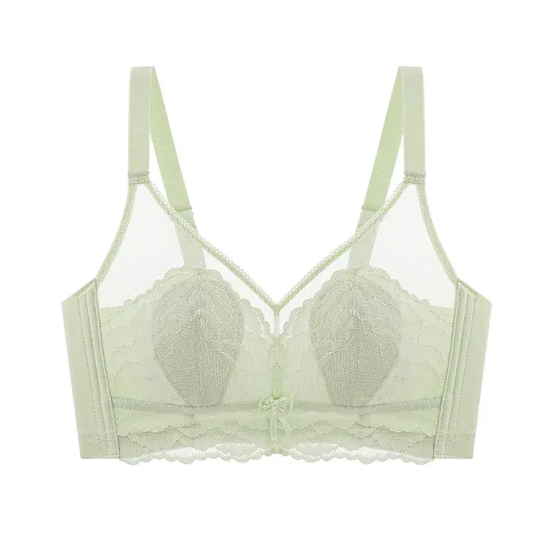 Lace Non-Rimless Bra Green Large Chest - Image 9