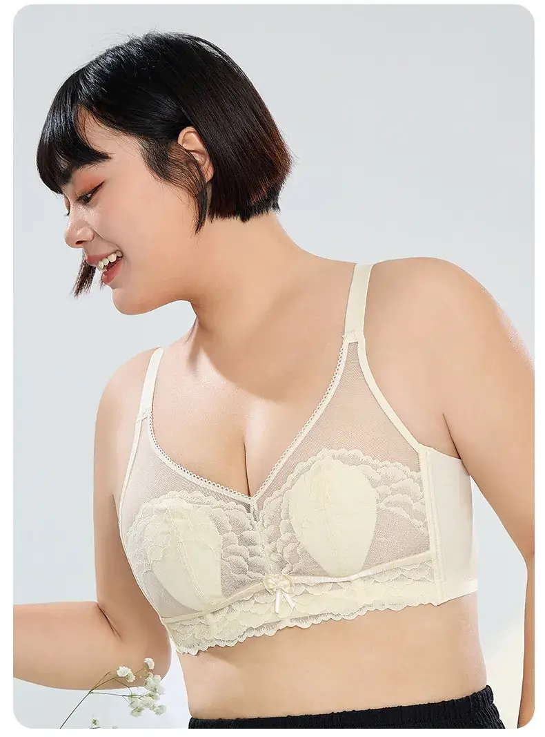 Lace Non-Rimless Bra Green Large Chest — feature 24