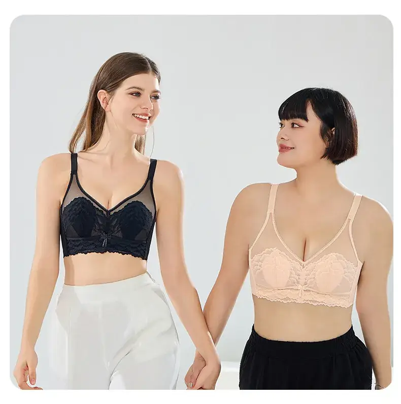Lace Non-Rimless Bra Green Large Chest — feature 25