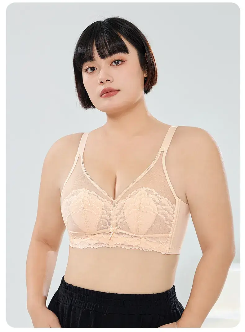 Lace Non-Rimless Bra Green Large Chest — feature 26
