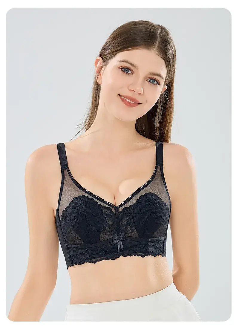 Lace Non-Rimless Bra Green Large Chest — feature 27