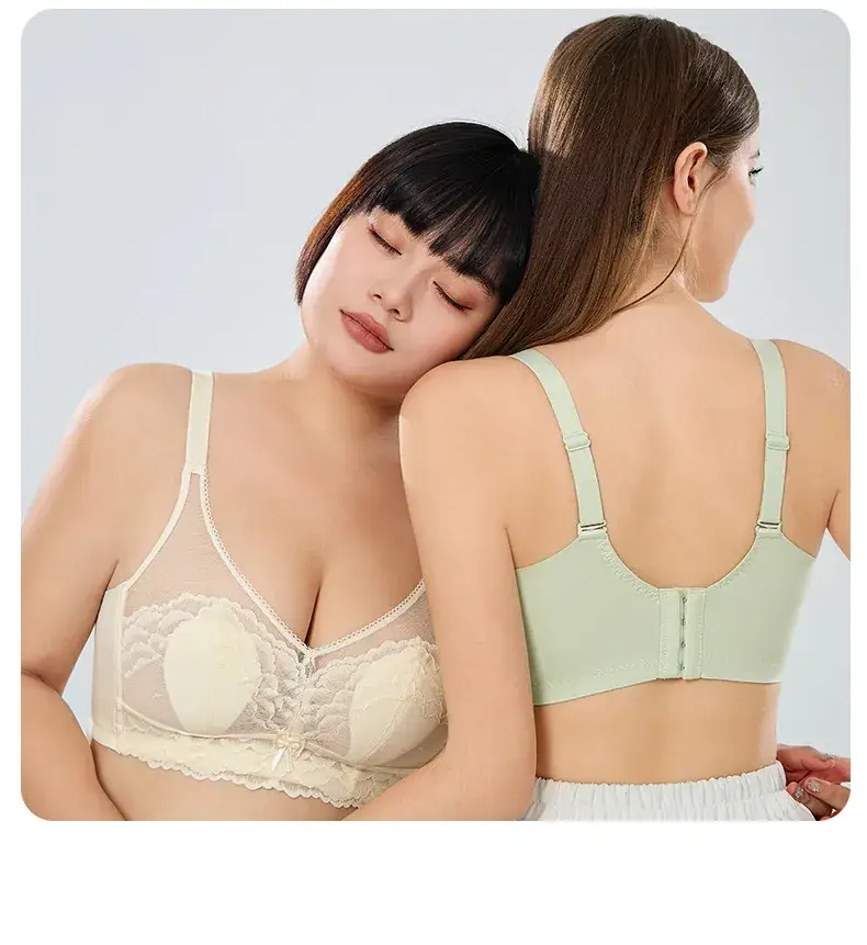 Lace Non-Rimless Bra Green Large Chest — feature 28