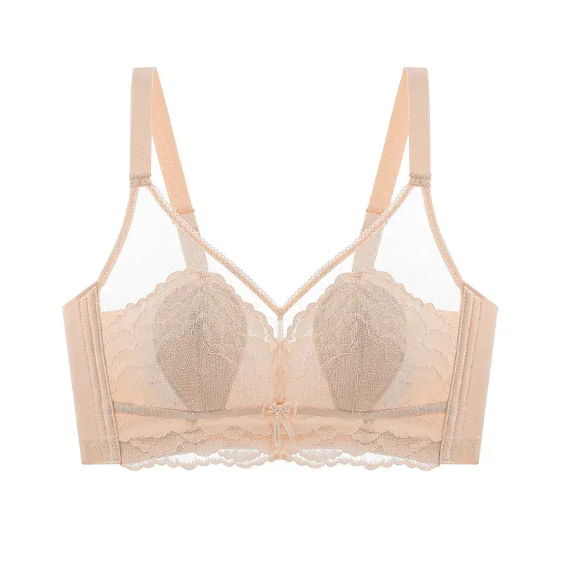 Lace Non-Rimless Bra Green Large Chest - Image 4