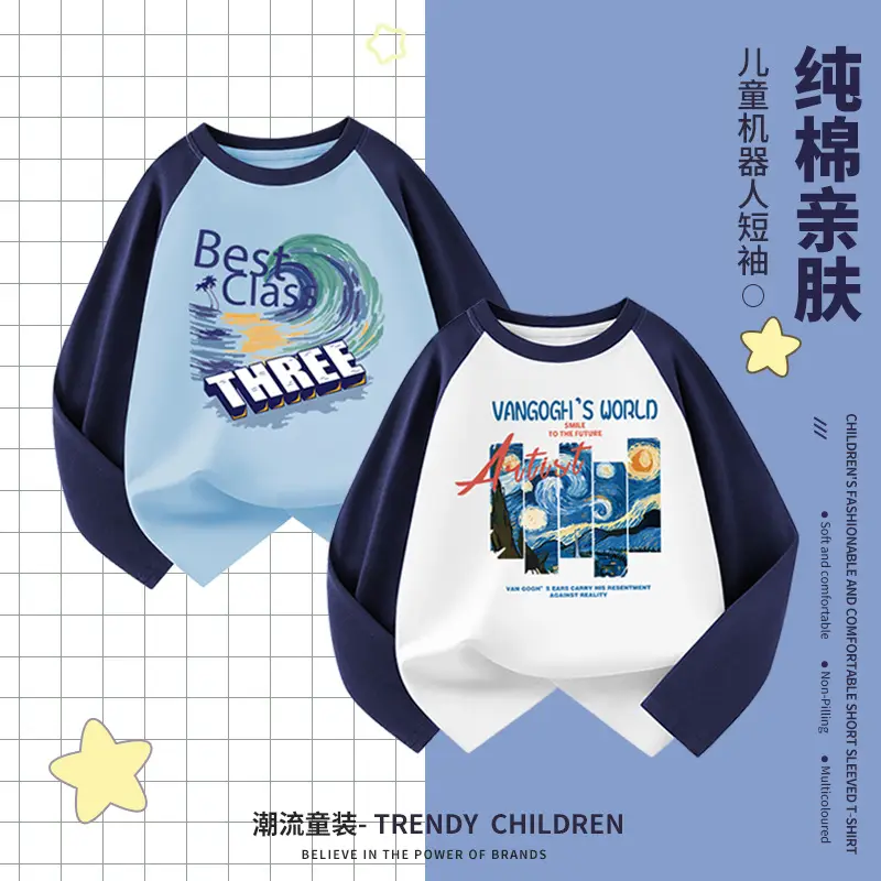 Wholesale Boys Long Sleeve T-Shirt Pure Cotton Medium to XL - Image 7