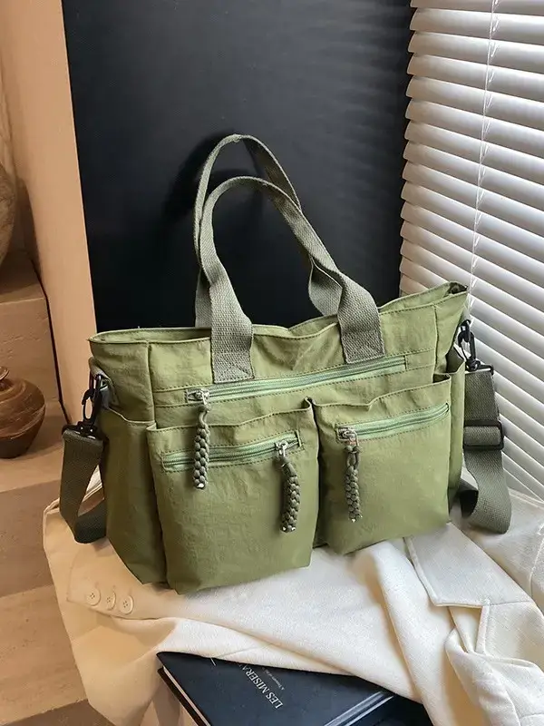 Women's Cross-Country Large Capacity Tote Bag Brown Nylon