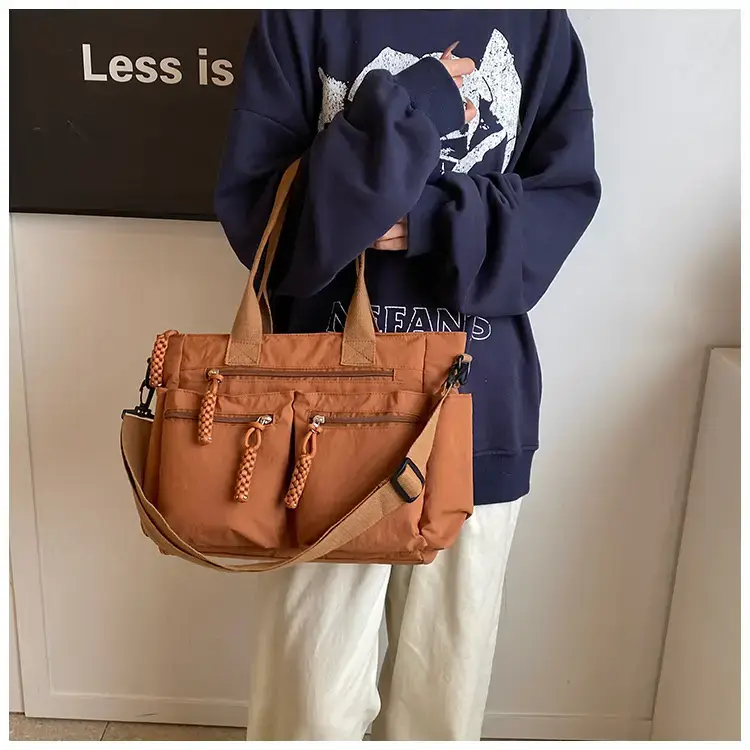 Women's Cross-Country Large Capacity Tote Bag Brown Nylon — feature 16