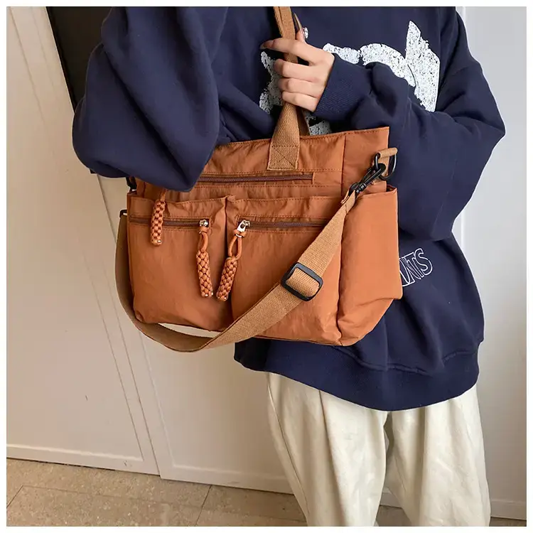Women's Cross-Country Large Capacity Tote Bag Brown Nylon — feature 18