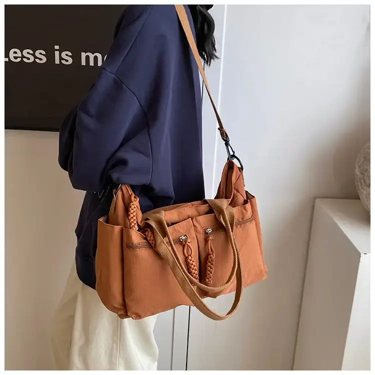 Women's Cross-Country Large Capacity Tote Bag Brown Nylon — feature 19