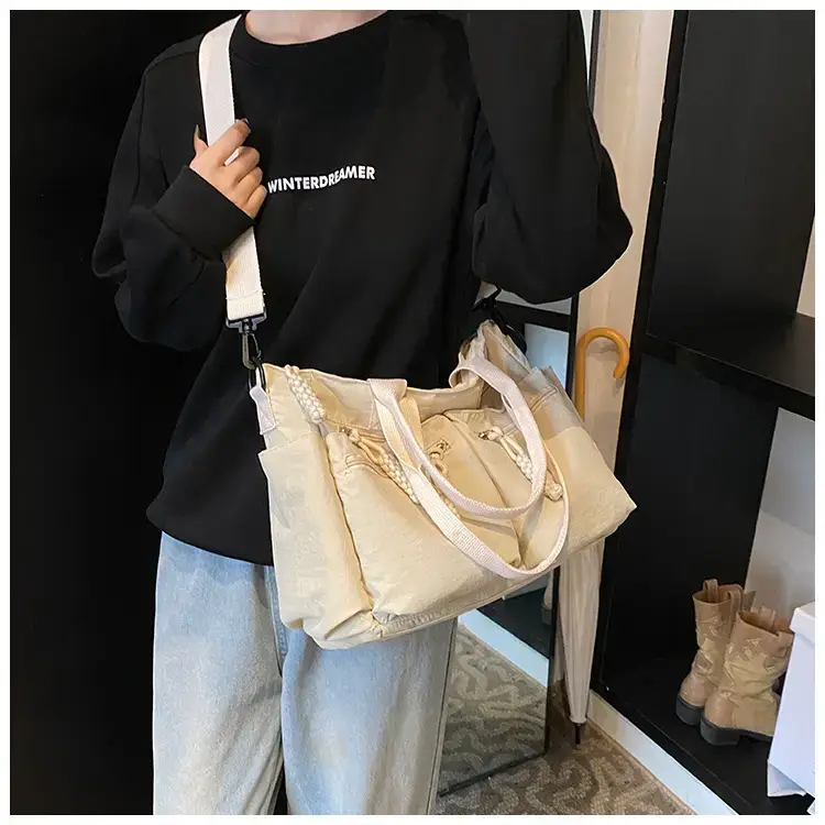 Women's Cross-Country Large Capacity Tote Bag Brown Nylon — feature 27