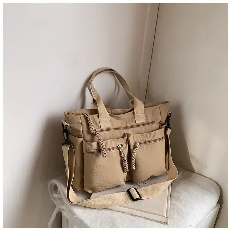 Women's Cross-Country Large Capacity Tote Bag Brown Nylon — feature 32