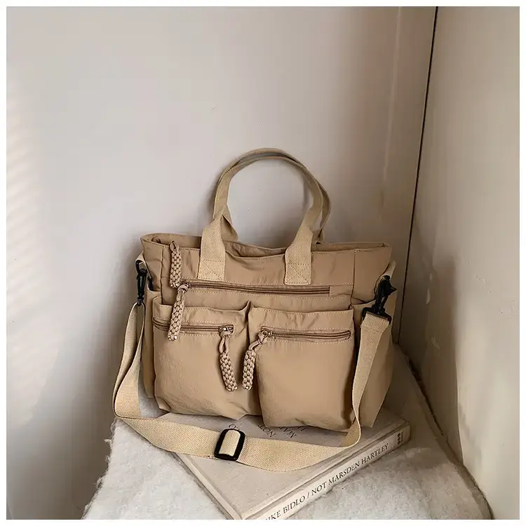 Women's Cross-Country Large Capacity Tote Bag Brown Nylon — feature 33