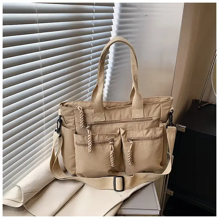Women's Cross-Country Large Capacity Tote Bag Brown Nylon — feature 34