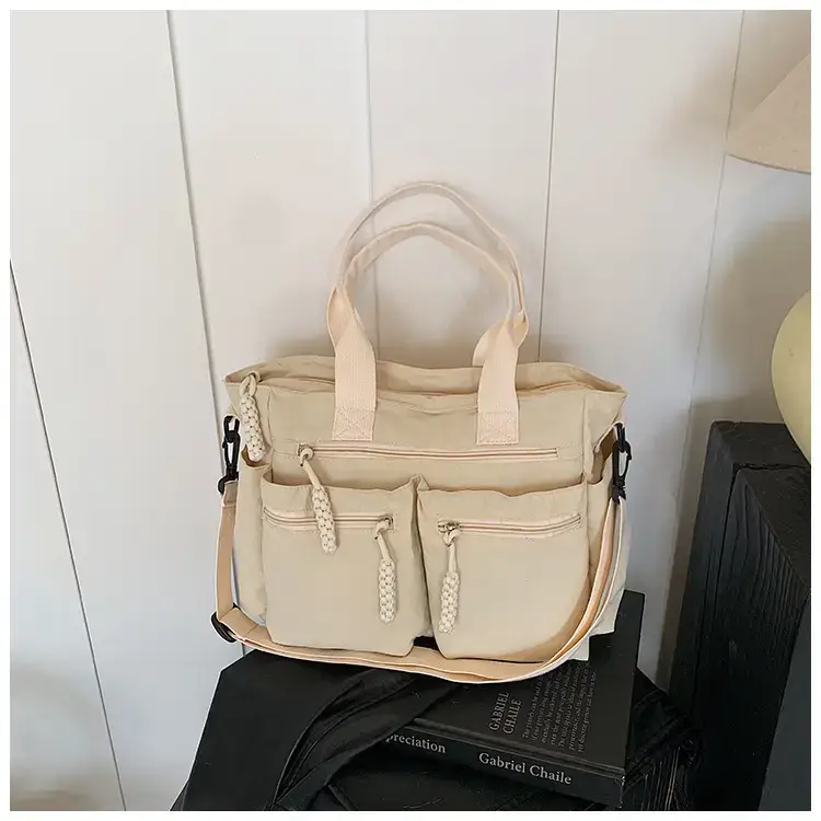 Women's Cross-Country Large Capacity Tote Bag Brown Nylon — feature 36