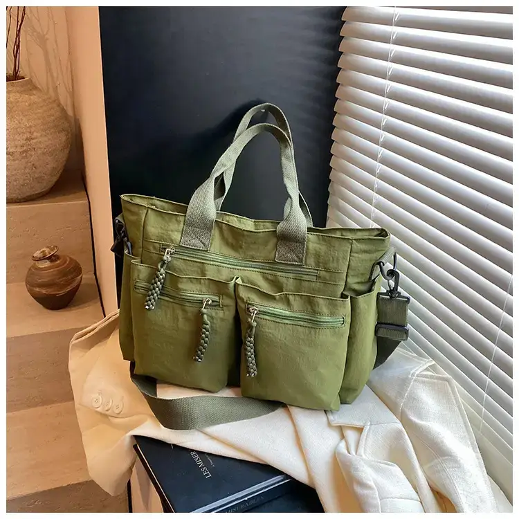 Women's Cross-Country Large Capacity Tote Bag Brown Nylon — feature 41