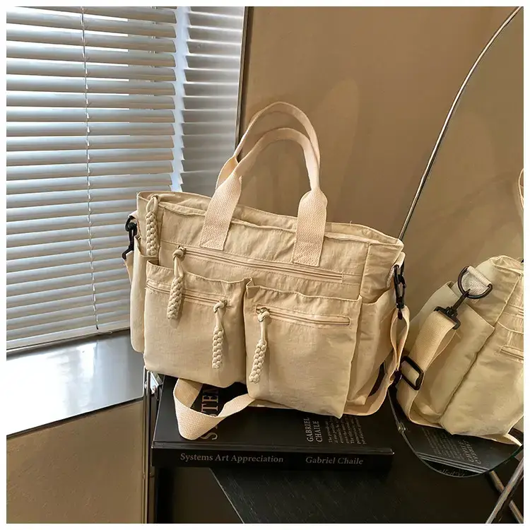 Women's Cross-Country Large Capacity Tote Bag Brown Nylon — feature 45