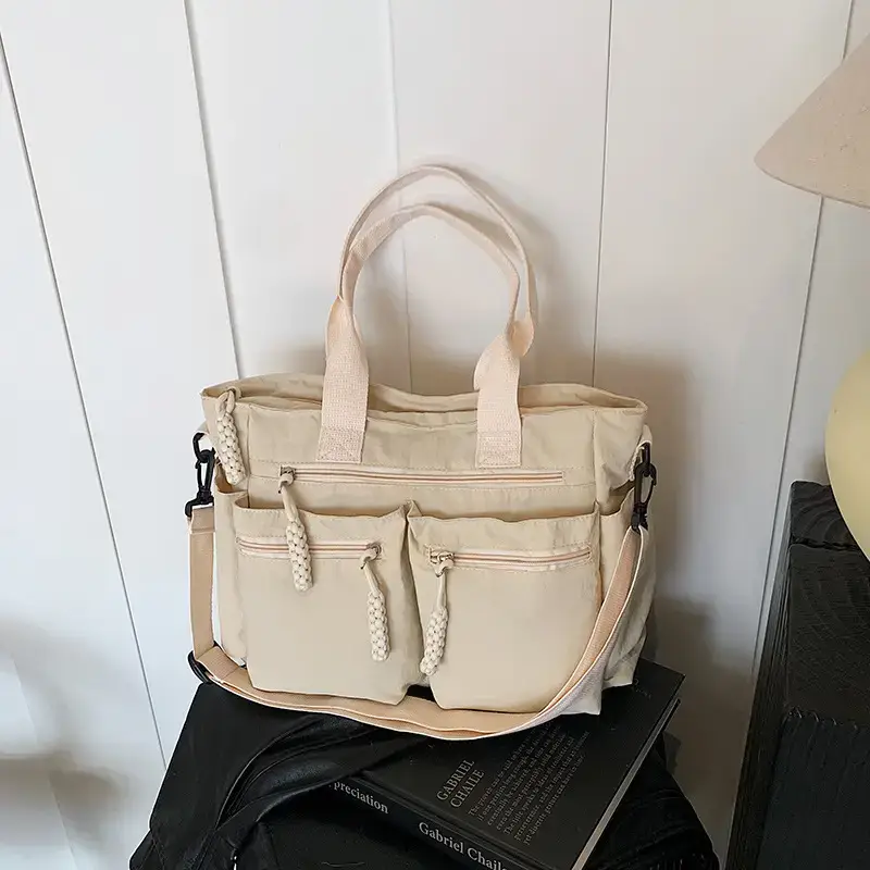 Women's Cross-Country Large Capacity Tote Bag Brown Nylon