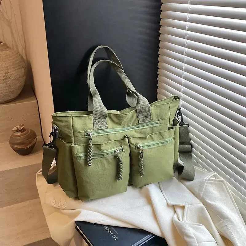 Women's Cross-Country Large Capacity Tote Bag Brown Nylon