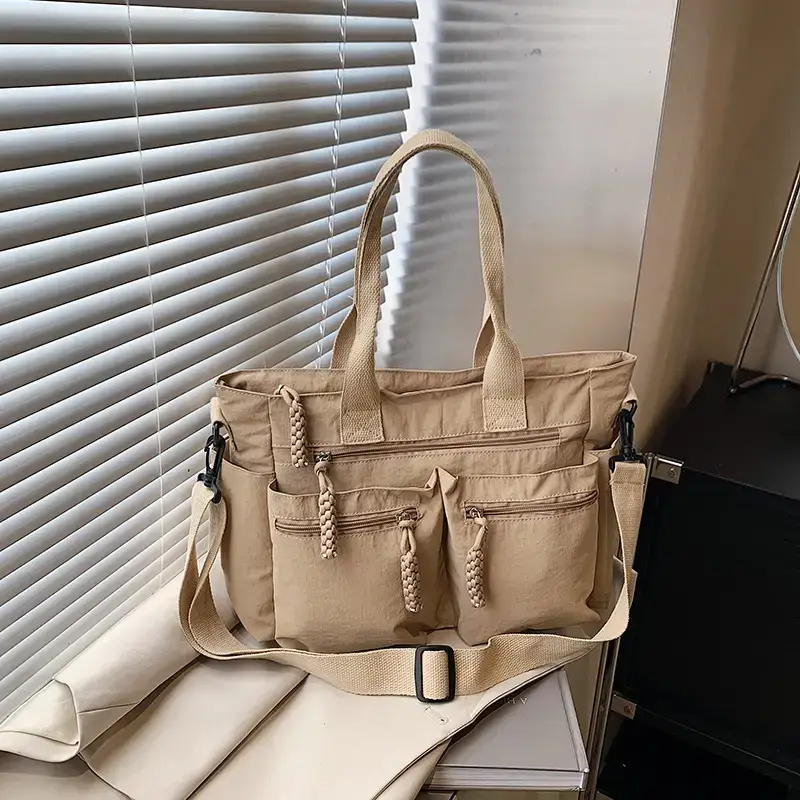 Women's Cross-Country Large Capacity Tote Bag Brown Nylon