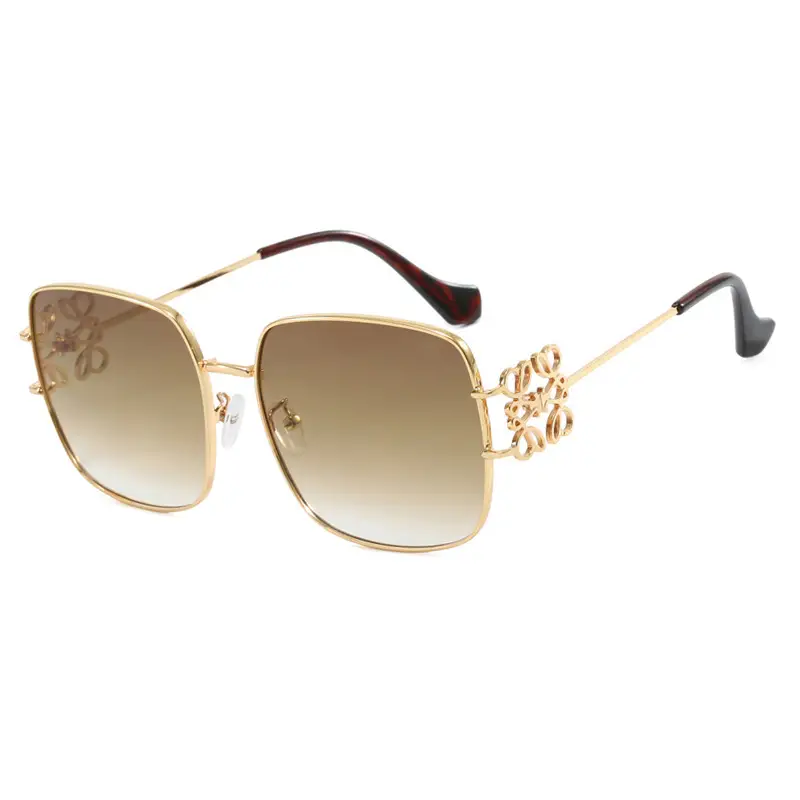 Women Retro Sunglasses Metal Gold Large Frame All Match - Image 7