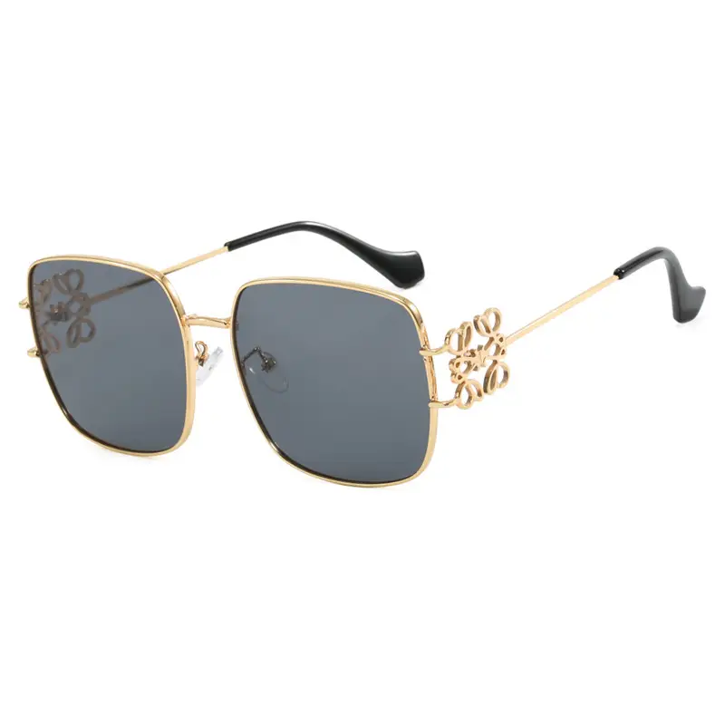 Women Retro Sunglasses Metal Gold Large Frame All Match - Image 11