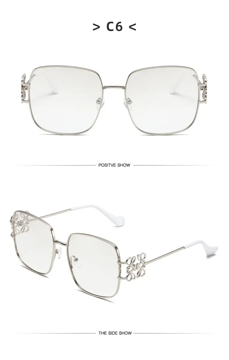 Women Retro Sunglasses Metal Gold Large Frame All Match — feature 17