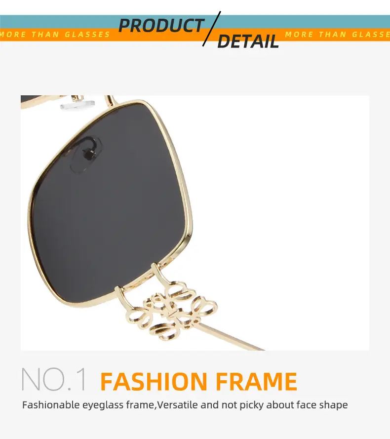 Women Retro Sunglasses Metal Gold Large Frame All Match — feature 4
