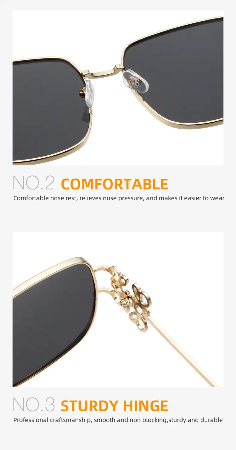 Women Retro Sunglasses Metal Gold Large Frame All Match — feature 5