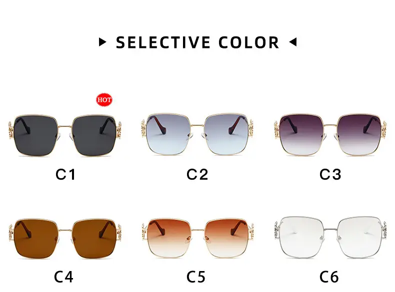 Women Retro Sunglasses Metal Gold Large Frame All Match — feature 8