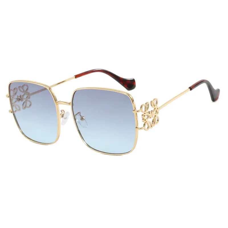 Women Retro Sunglasses Metal Gold Large Frame All Match - Image 2
