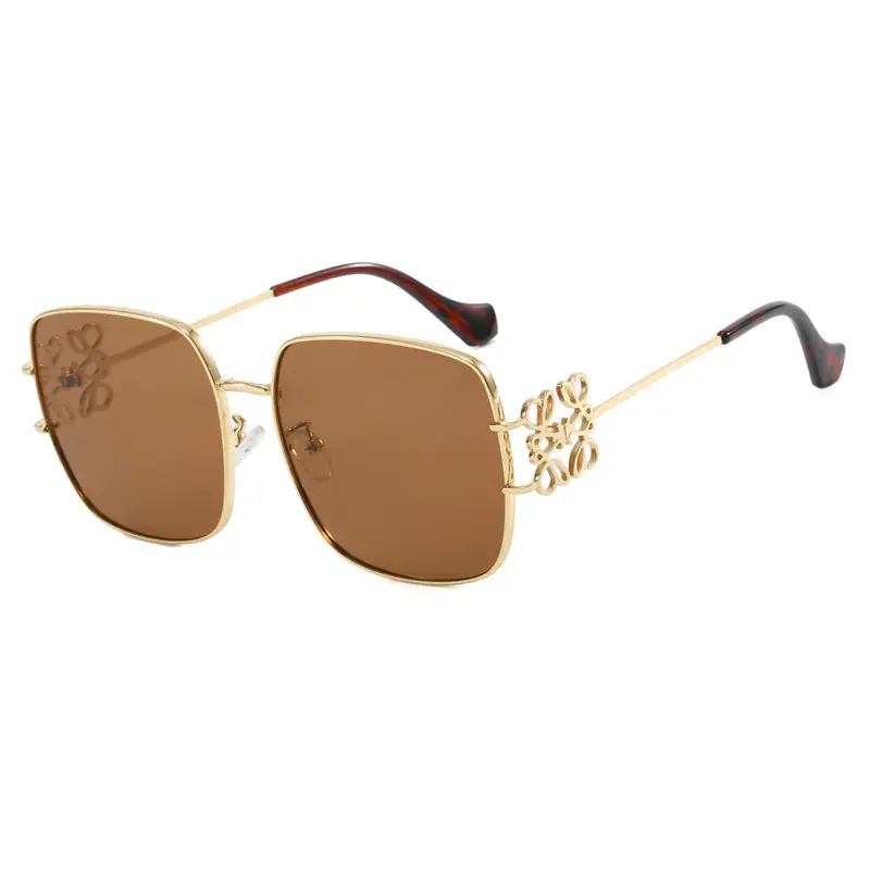 Women Retro Sunglasses Metal Gold Large Frame All Match - Image 4
