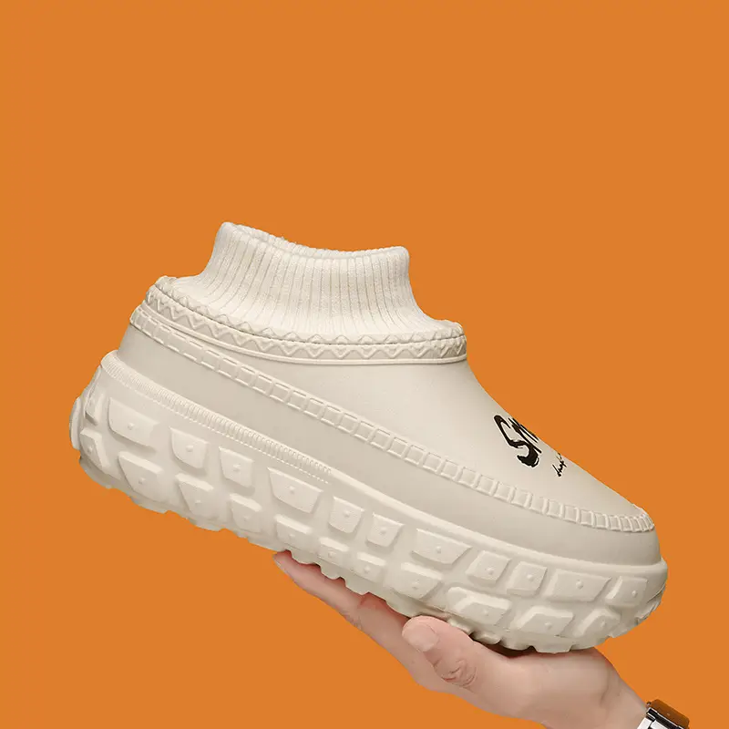 fleece-lined Cotton Shoes Women's Thick-soled Height-increasing Warm Cotton Slippers for Outer Wear Non-slip Dirty-resistant High Heel Shoes for Couple - Image 5