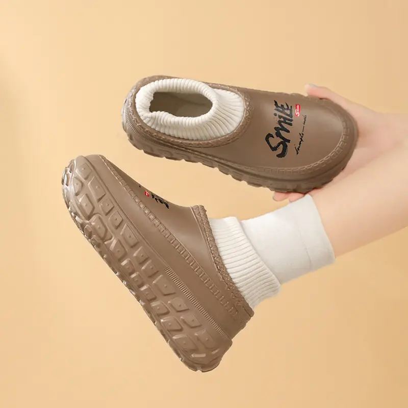 fleece-lined Cotton Shoes Women's Thick-soled Height-increasing Warm Cotton Slippers for Outer Wear Non-slip Dirty-resistant High Heel Shoes for Couple - Image 6